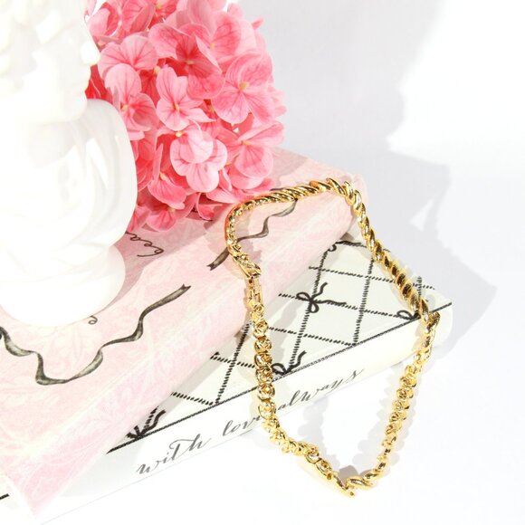 Vintage Gold Tone Rope Choker Necklace - Picture 4 of 6